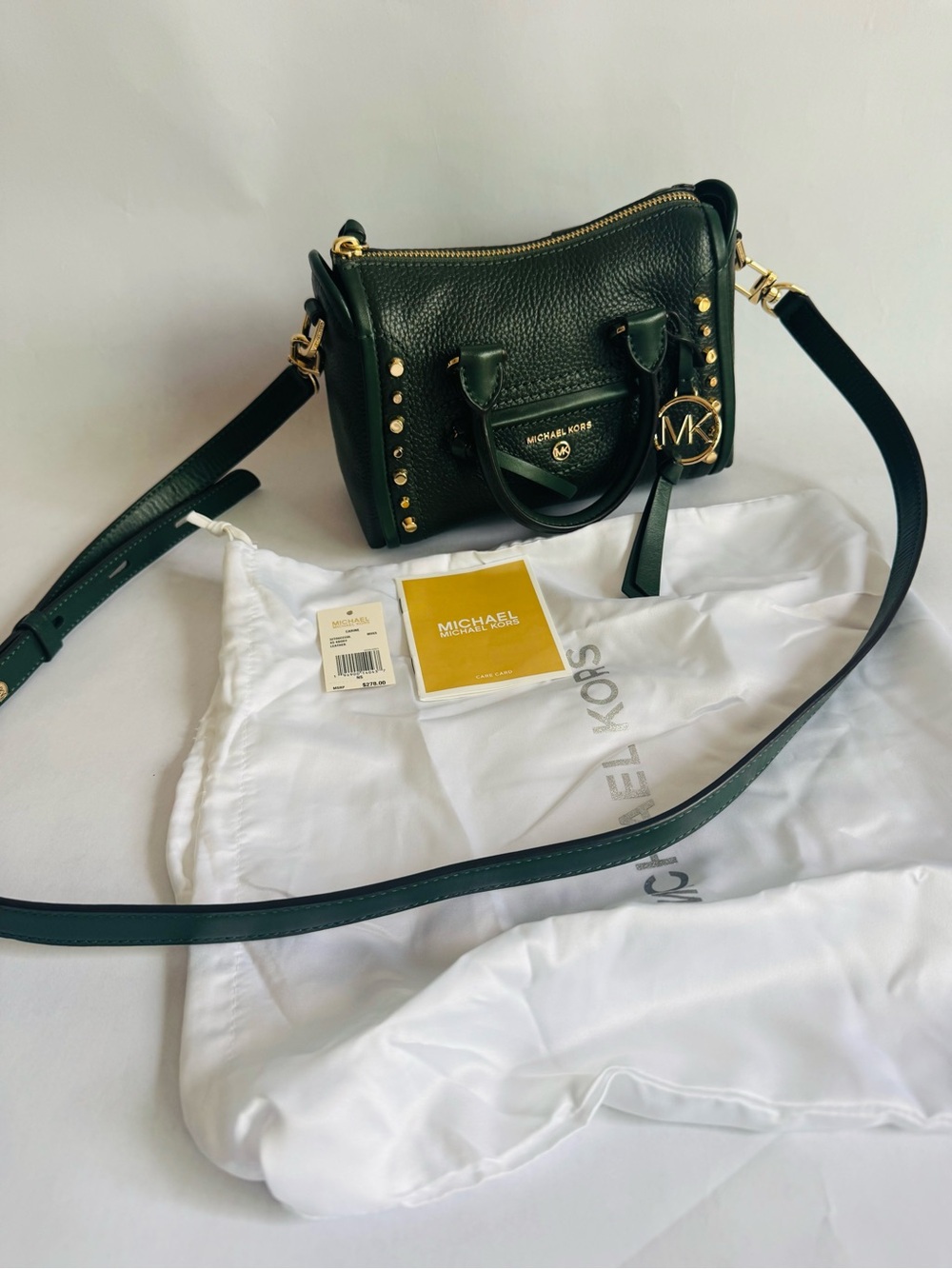 Michael Kors Carine Extra-Small Pebbled Leather Satchel, with studs, y2k